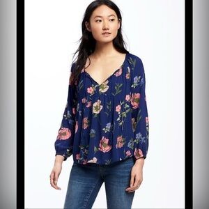 Old Navy Blue Floral Top